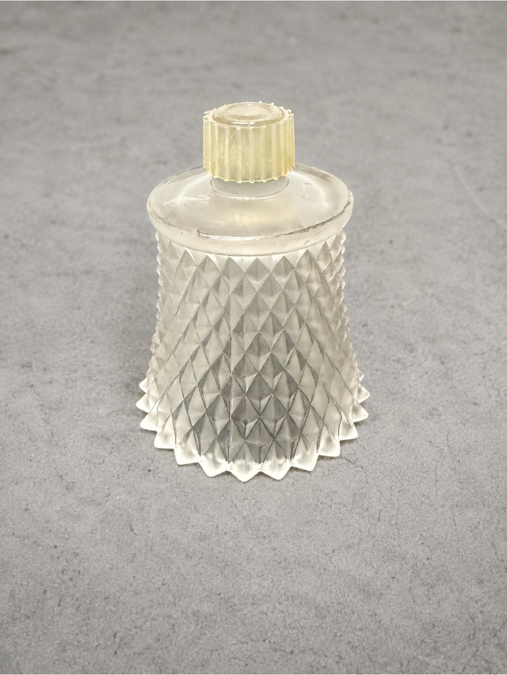 Vintage Frosted Glass Votive Candle Holder Diamond Pattern Ribbed Insert